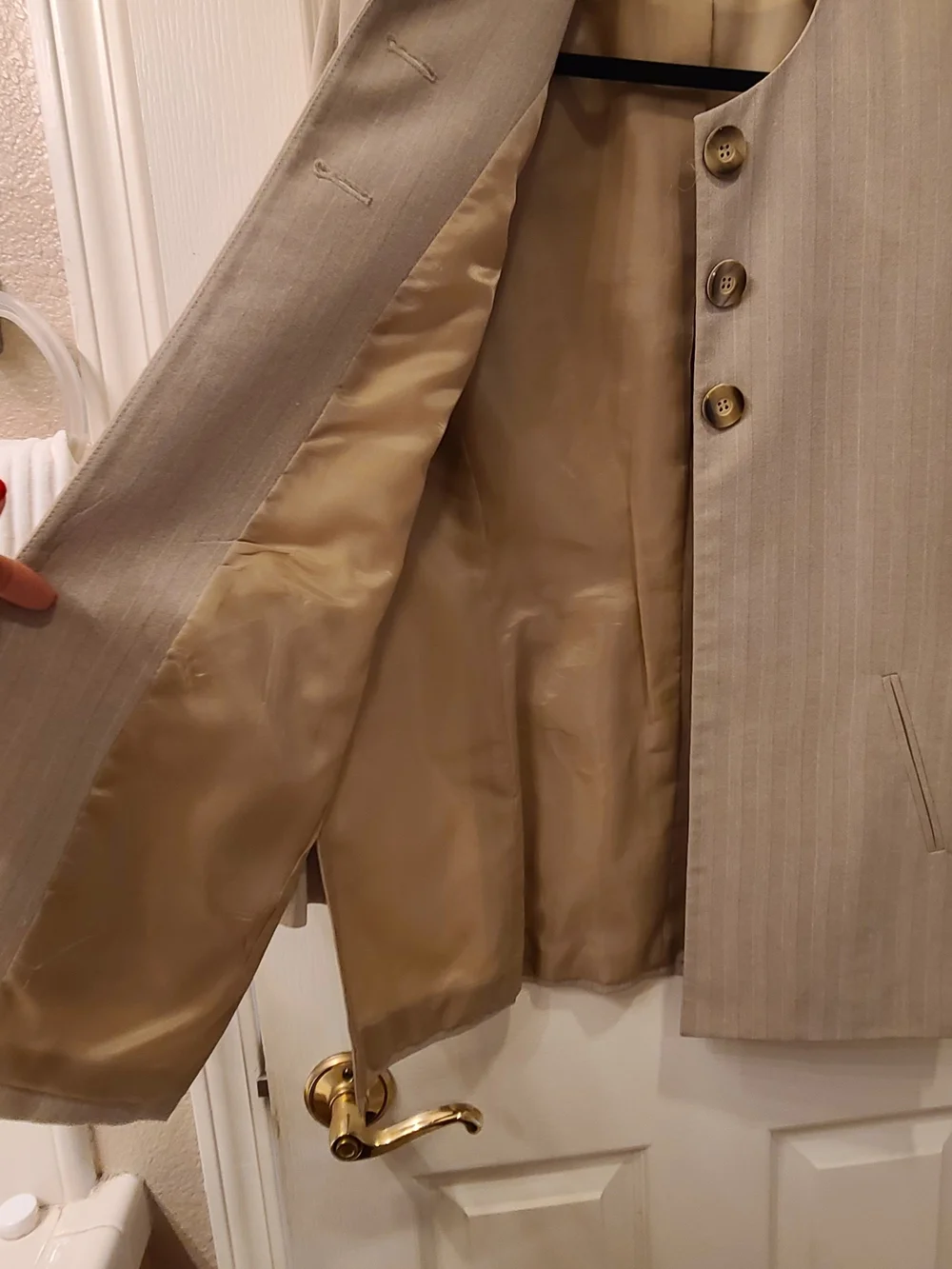 Dior Beige Pinstripe Coat with Gold Buttons